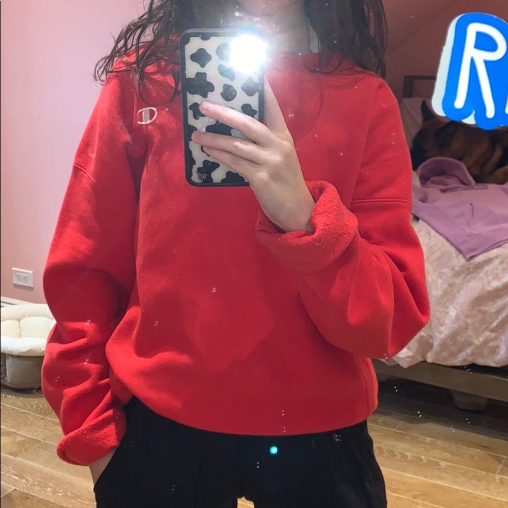 Red champion reverse weave crew neck size medium